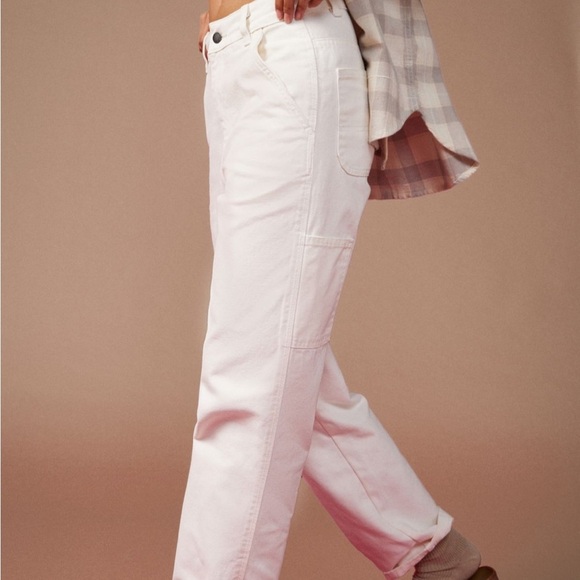 NWT Urban Outfitters Dickies White Carpenter Cargo Straight Leg Pants Women - Picture 2 of 7